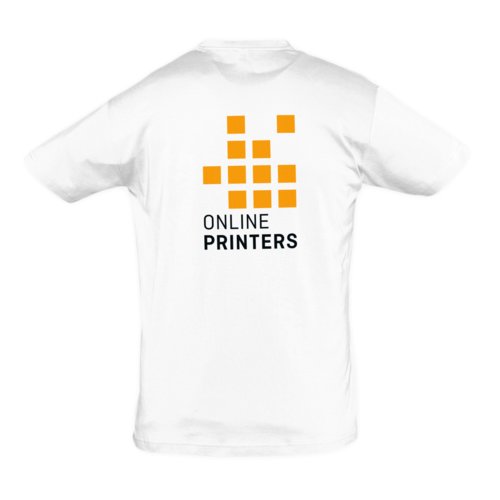 Hvid unisex T-shirt i bomuld med korte ærmer.
