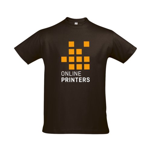 Brun bomulds T-shirt til mnd med korte rmer.