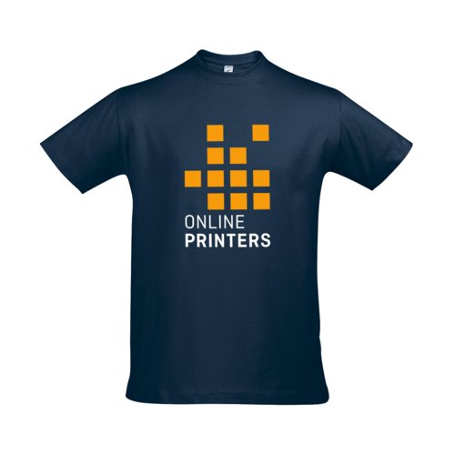 Navybl bomulds T-shirt til mnd med korte rmer.