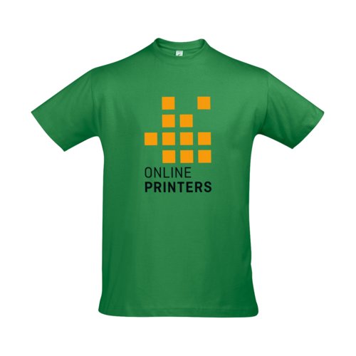 Grn bomulds-T-shirt til mnd med korte rmer.