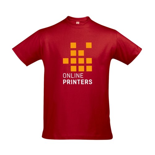 Rd bomulds T-shirt til mnd med korte rmer.