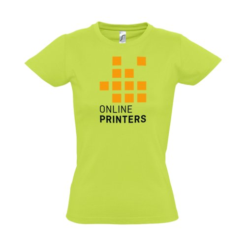 blegrn bomulds-T-shirt til damer med korte rmer.