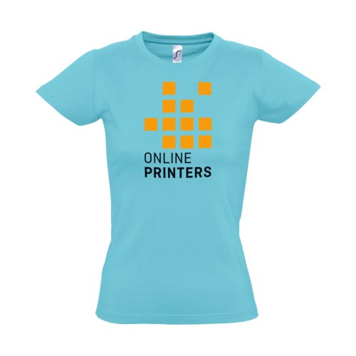 Atolbl bomulds T-shirt til damer med korte rmer.