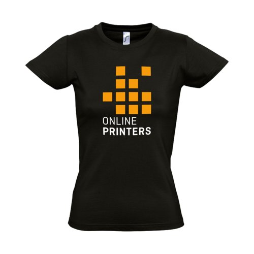 Dybsort bomulds-T-shirt til damer med korte rmer.