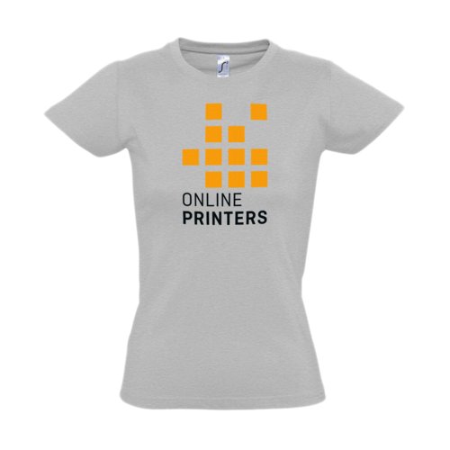 Gr bomulds-T-shirt til damer med korte rmer.