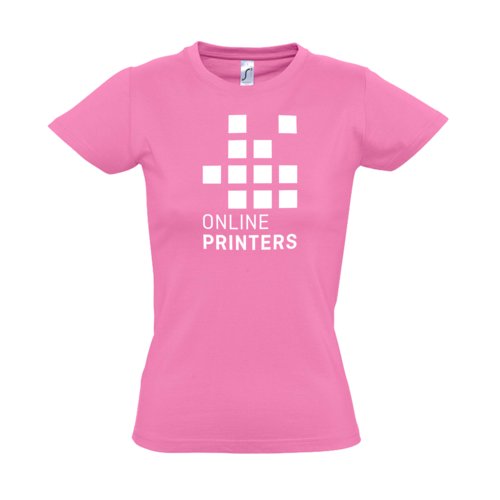 Pink dame T-shirt i bomuld med korte rmer.