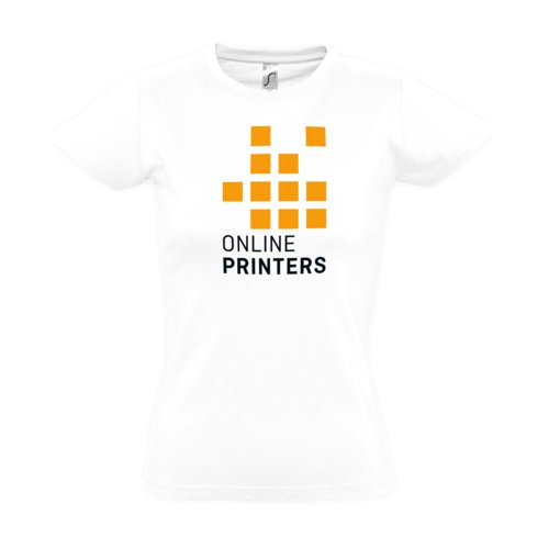 Hvid bomulds T-shirt til damer med korte rmer.