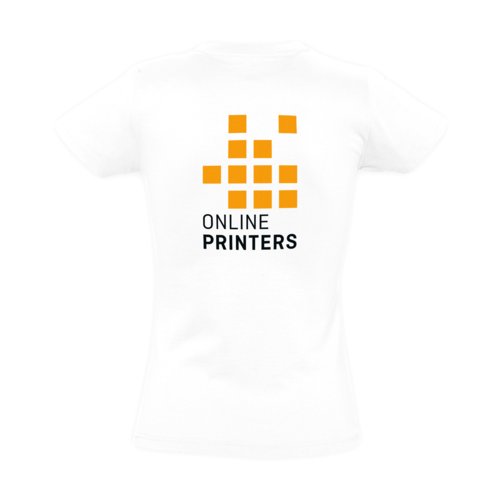 Hvid bomulds T-shirt til damer med korte rmer.