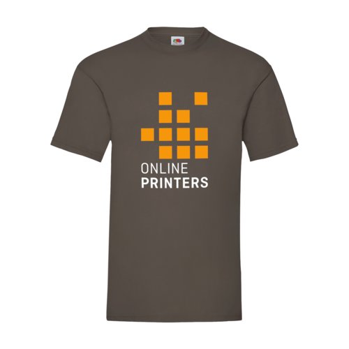 Brun bomulds T-shirt til mnd med korte rmer.