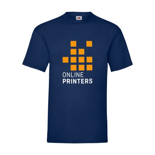Marinebl bomulds T-shirt til mnd med korte rmer.