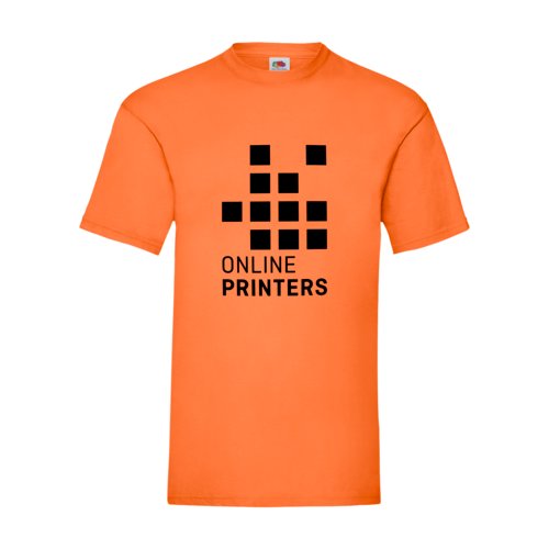 Orange bomulds T-shirt til mnd med korte rmer.