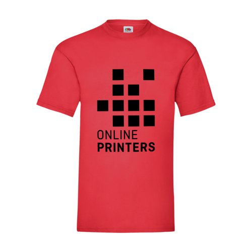 Rd bomulds-T-shirt til mnd med korte rmer og rund hals.