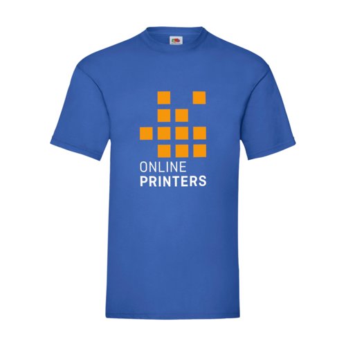 Royal bl bomulds-T-shirt til mnd med korte rmer.