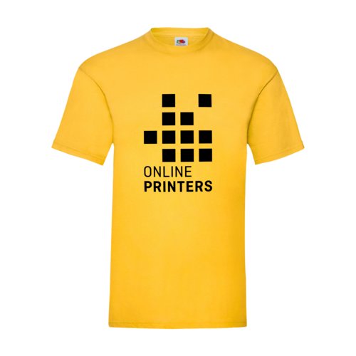 Gul bomulds T-shirt til mnd med korte rmer.