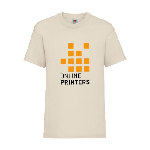 Beige bomulds T-shirt til brn med korte rmer.