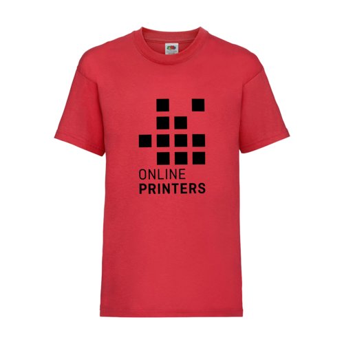 Rd bomulds T-shirt til brn med korte rmer.