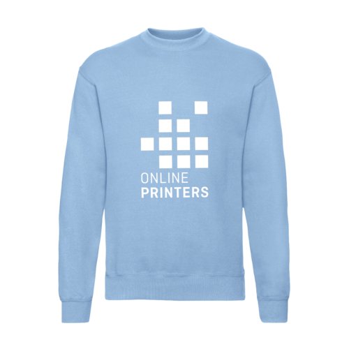 Himmelbl sweatshirt til mnd i bomuldsblanding med lange rmer.