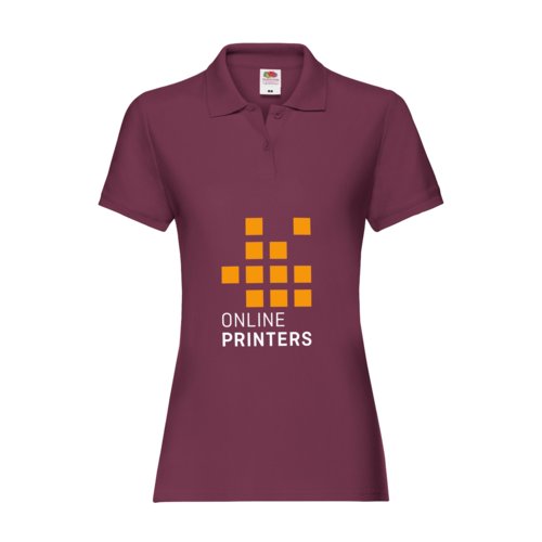 Burgunderfarvet dame polo shirt i bomuld med kort knaplukning.