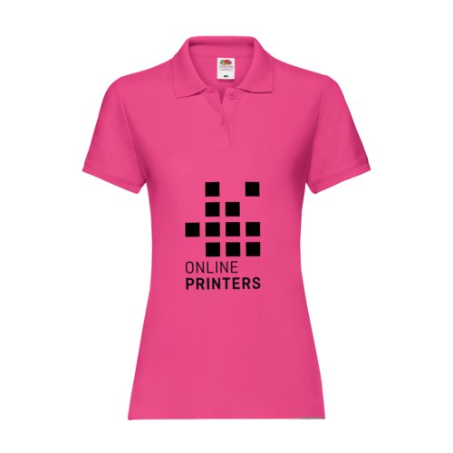 Fuchsiafarvet bomulds polo shirt til damer.