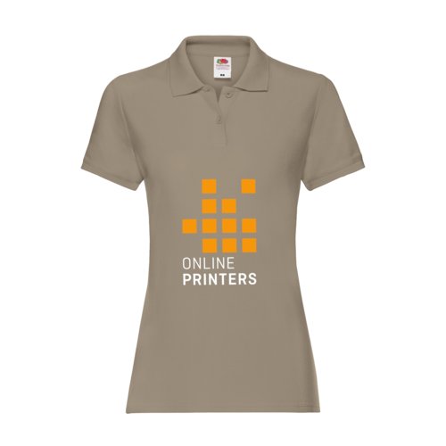 Khaki bomulds polo shirt til damer med korte rmer.