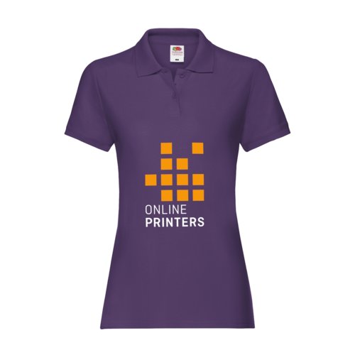 Violet dame polo shirt i bomuld med kort knapstolpe.