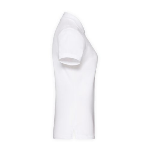 Hvid bomulds polo shirt til kvinder med kort knaplukning.