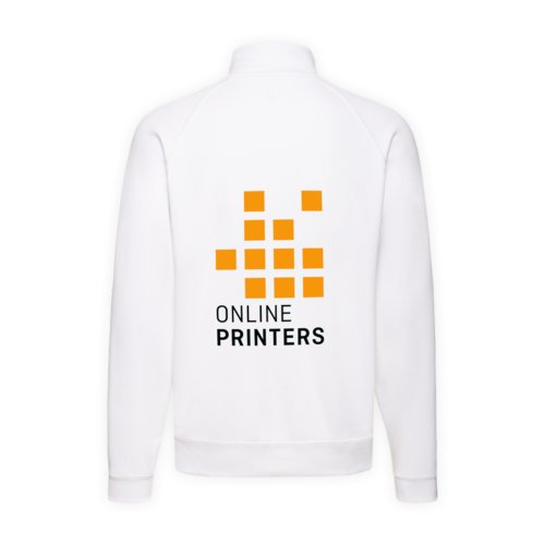 Hvid bomuldsblanding sweatshirtjakke til mnd med fuld lynls.
