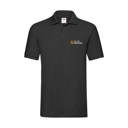 Sort bomulds polo shirt til mnd med kort knapstolpe.