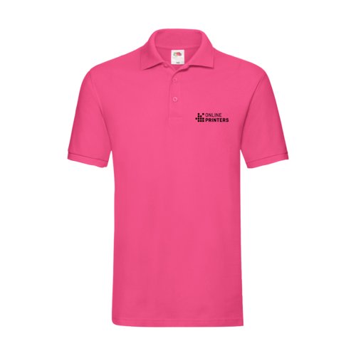 Fuchsiafarvet bomuldspoloshirt til mnd med kort knapstolpe.