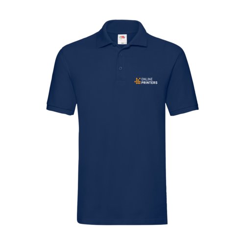 Navybl bomuldspoloshirt til mnd med kort knaplukning.