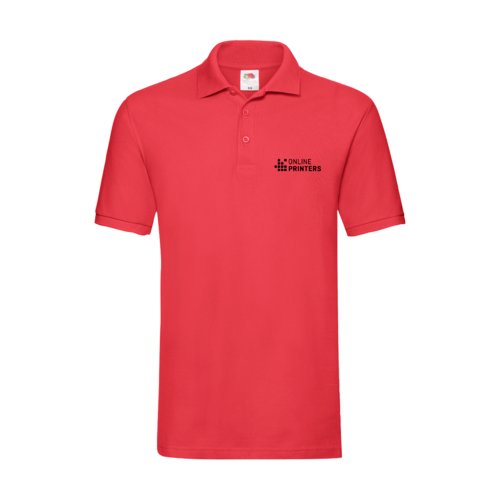 Rd bomulds polo shirt til mnd med en kort knapliste.