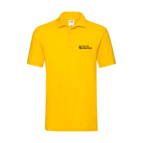 Gul bomulds polo shirt til mnd med en kort knapstolpe.