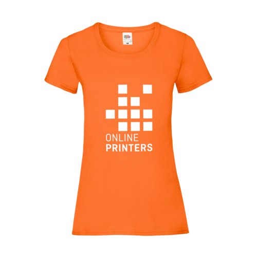 Orange dame T-shirt i bomuld med korte rmer.