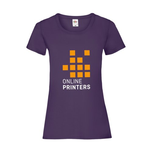 Violet bomulds-T-shirt til damer med korte rmer.