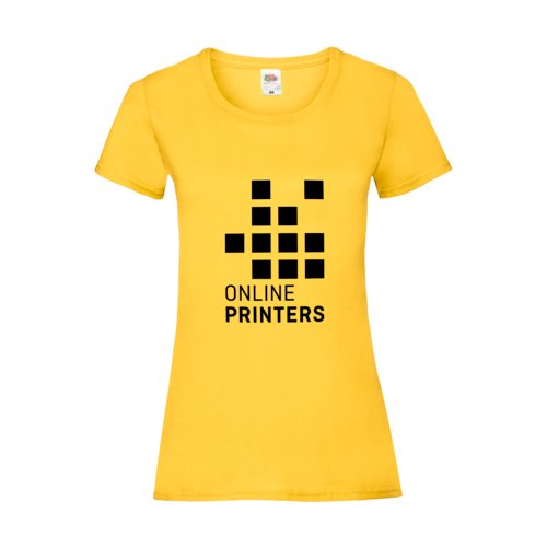Gul bomulds T-shirt til damer med korte rmer.