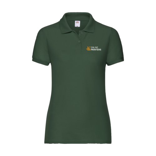 Grn bomulds polo shirt til damer med kort knapstolpe.