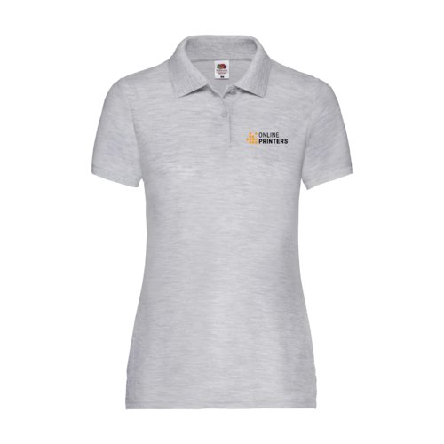 Grmeleret damepoloshirt i polyester-bomuldsblanding.