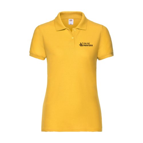 Gul dame polo shirt i bomuldsblanding med korte rmer.