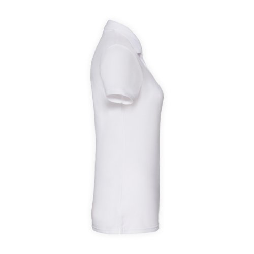 Hvid poloshirt i blandet stof til damer med korte rmer.