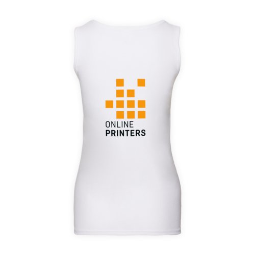 Hvid bomulds tanktop til damer med ribkant.