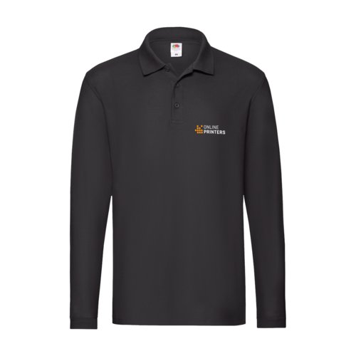 Sort langærmet poloshirt i bomuld til mænd.