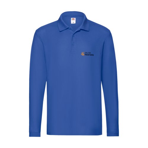 Kongeblå langærmet poloshirt i bomuld med knaplukning.