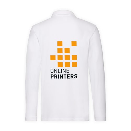 Hvid langærmet poloshirt i bomuld til mænd.