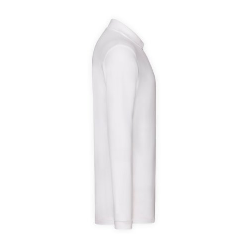 Hvid langærmet poloshirt i bomuld med knaplukning.