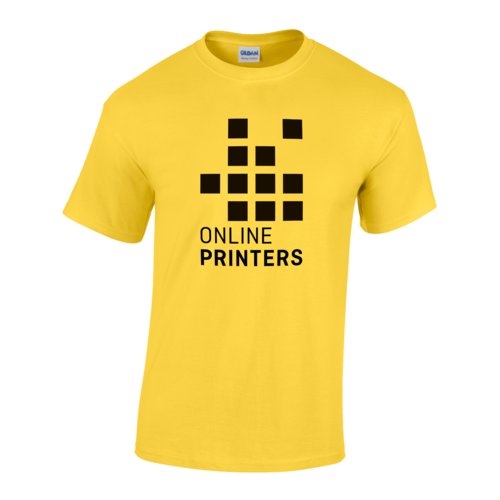 Gul bomulds T-shirt med korte rmer.