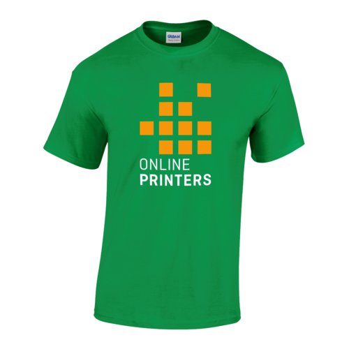 Grn bomulds-T-shirt med korte rmer og rund hals.