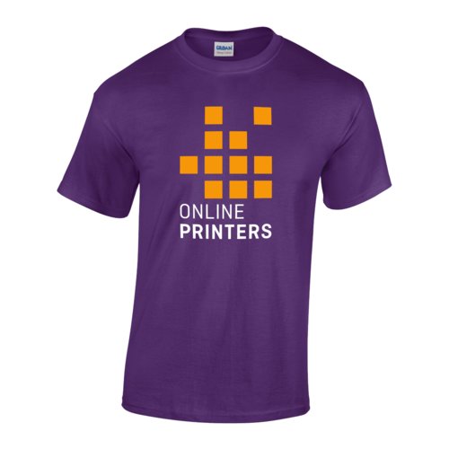 Violet bomulds-T-shirt til mnd med korte rmer.