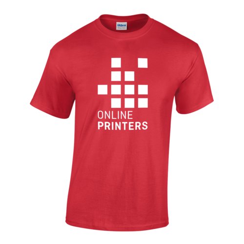 Rd bomulds T-shirt til mnd med korte rmer.