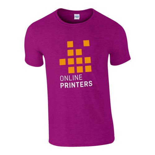 Fuchsiafarvet bomulds-T-shirt til mnd med korte rmer.