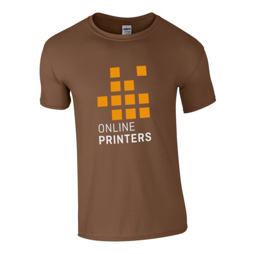 Brun bomulds T-shirt til mnd med korte rmer.
